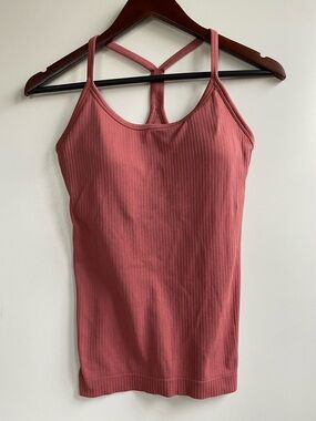Ribbed Dusty Rose Tank Top with Racerback
